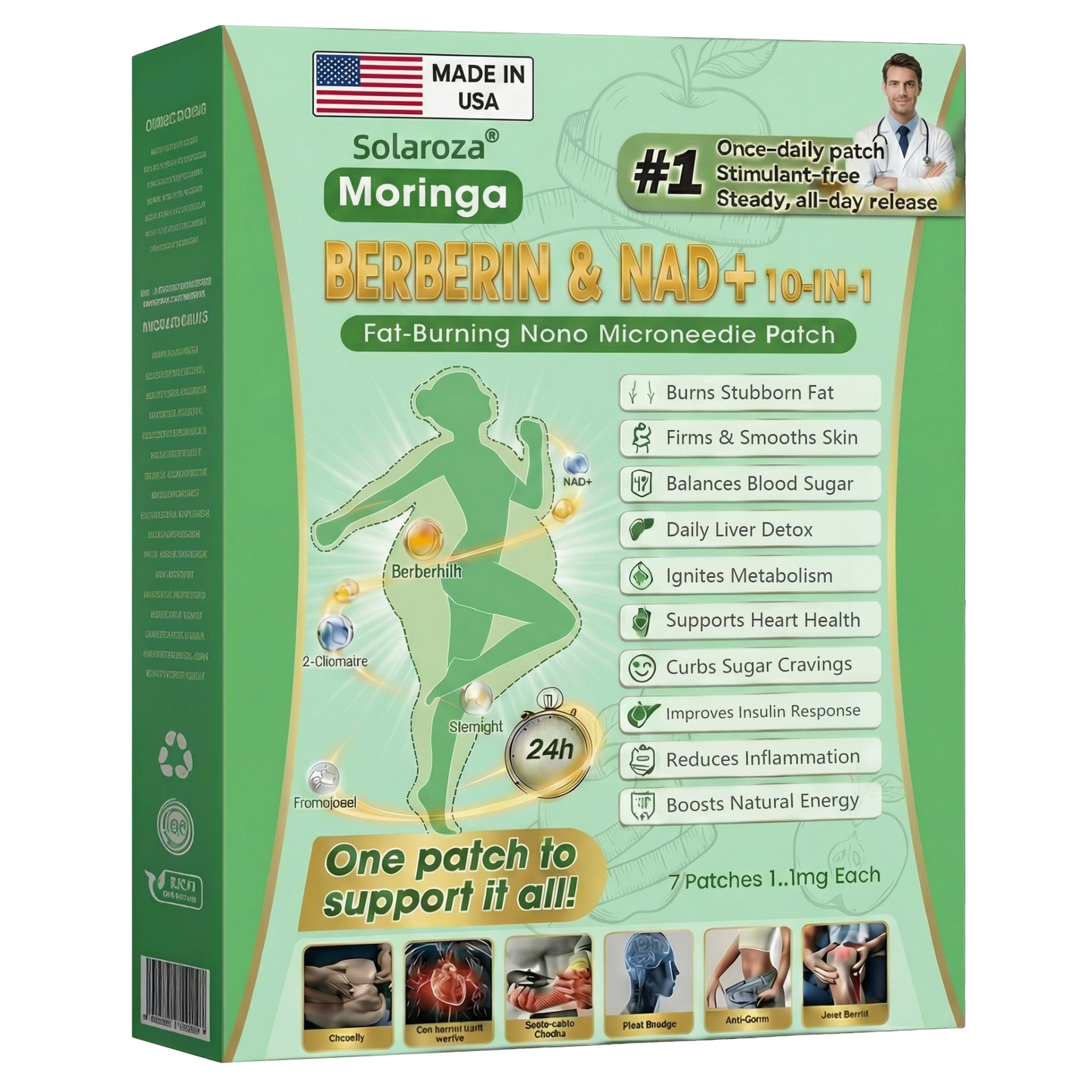 Official Solaroza® Centre | High-Precision 10-in-1 Weight Loss Patch with Berberine & NAD+
