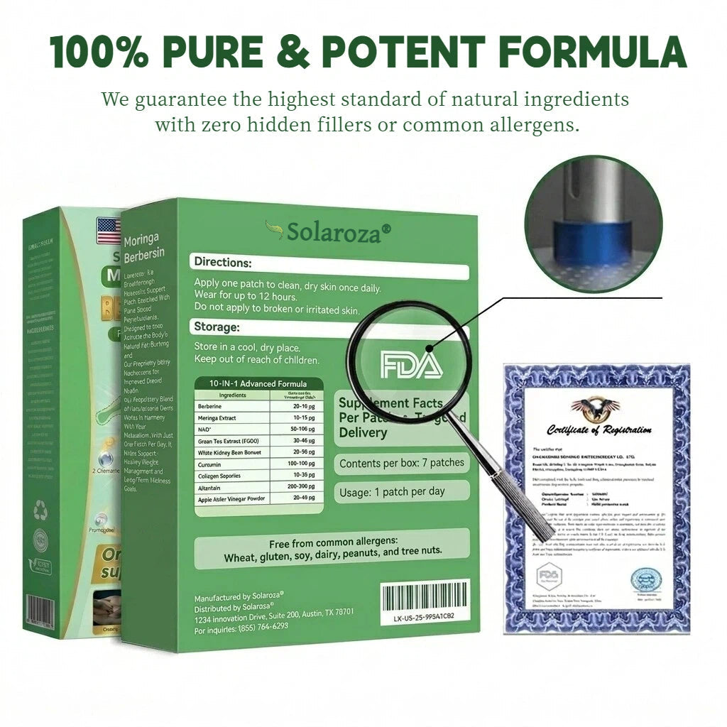 Official Solaroza® Centre | High-Precision 10-in-1 Weight Loss Patch with Berberine & NAD+